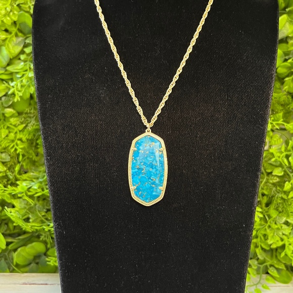 Kendra Scott Rae Bronze Veined Turquoise Magnesite Gold - Picture 2 of 6